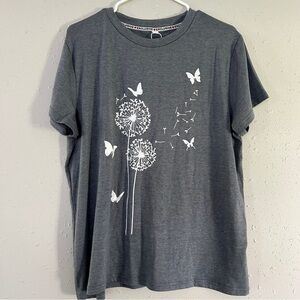 NWOT Grey Butterfly Flower Wish Comfy Casual Short-Sleeve T-Shirt Tee XL